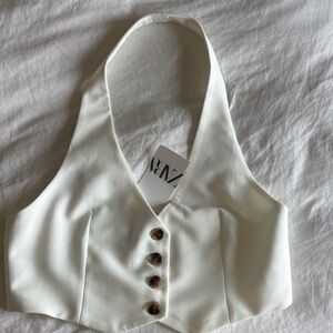 Zara White Halter Neck Women's Top